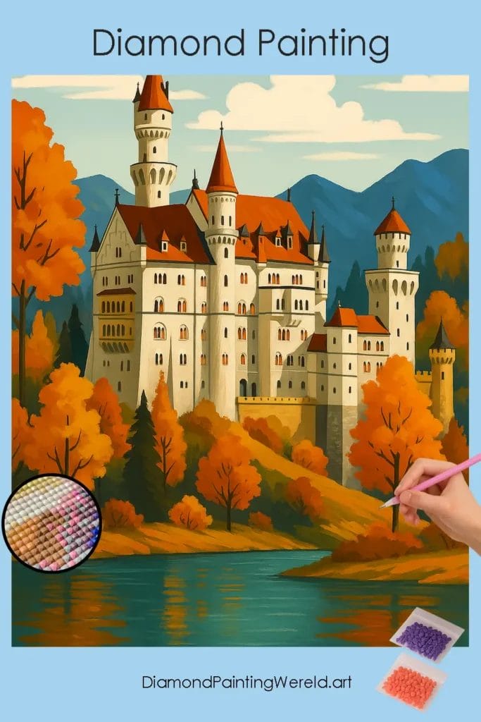 Kasteel Neuschwanstein in Herfstgloed 1 Diamond Painting Wereld Neuschwanstein_Castle_in_Autumn_Glow