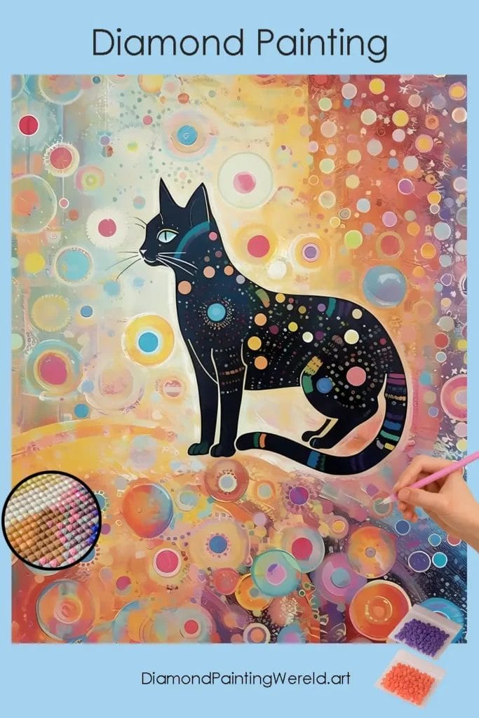 Abstracte Zwarte Kat 1 Diamond Painting Wereld Abstract Black Cat