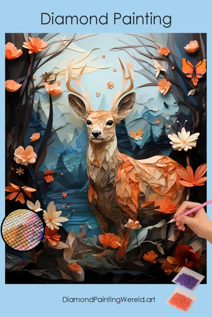 Lief Lente Origami Hert Diamond Painting 1 Diamond Painting Wereld Cute Deer Spring Origami