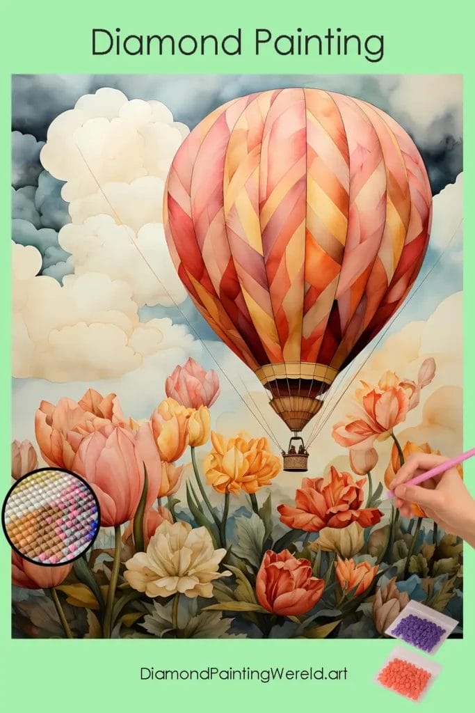 Lente Origami Heteluchtballon 1 Diamond Painting Wereld Hot Air Balloon Spring Origami