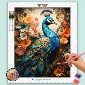 Colorful Flowers and Peacock