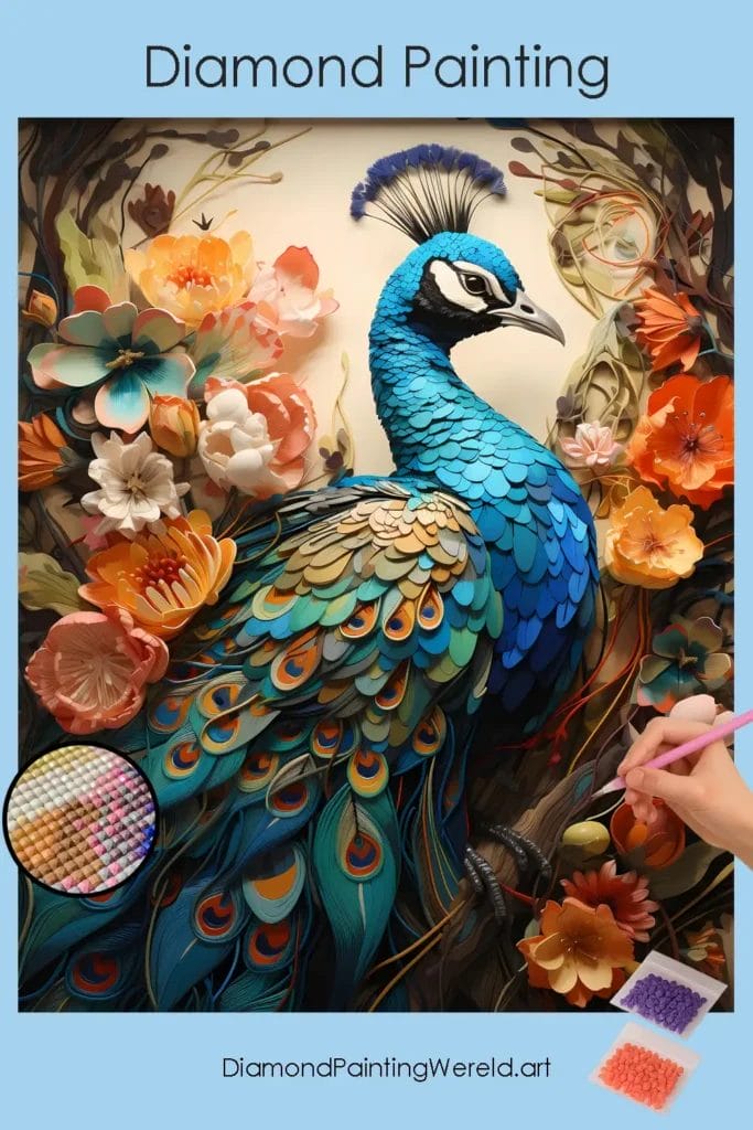 Colorful Flowers and Peacock