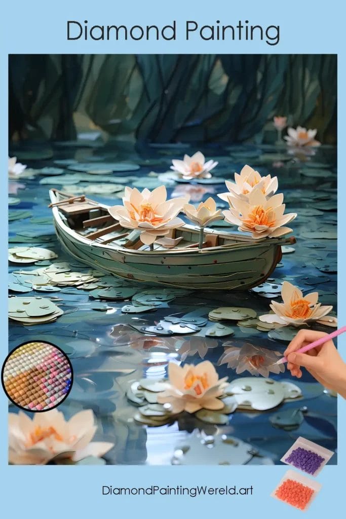 Boot op het Meer 1 Diamond Painting Wereld Boat in Lake