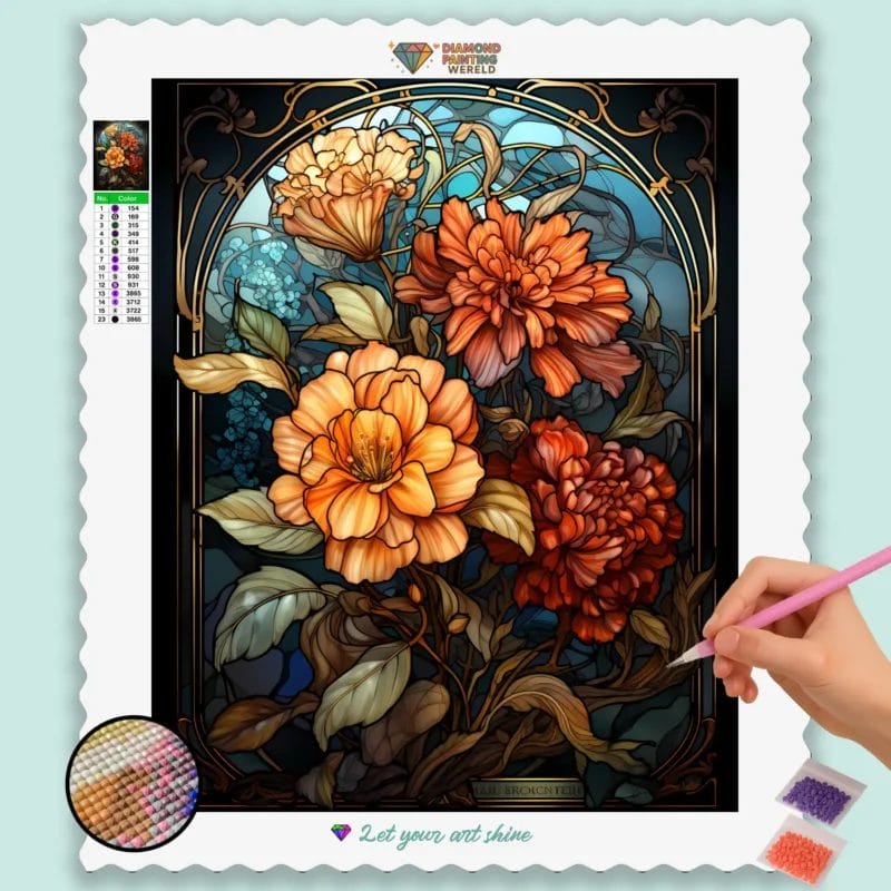Colorful Flowers Stained Glass