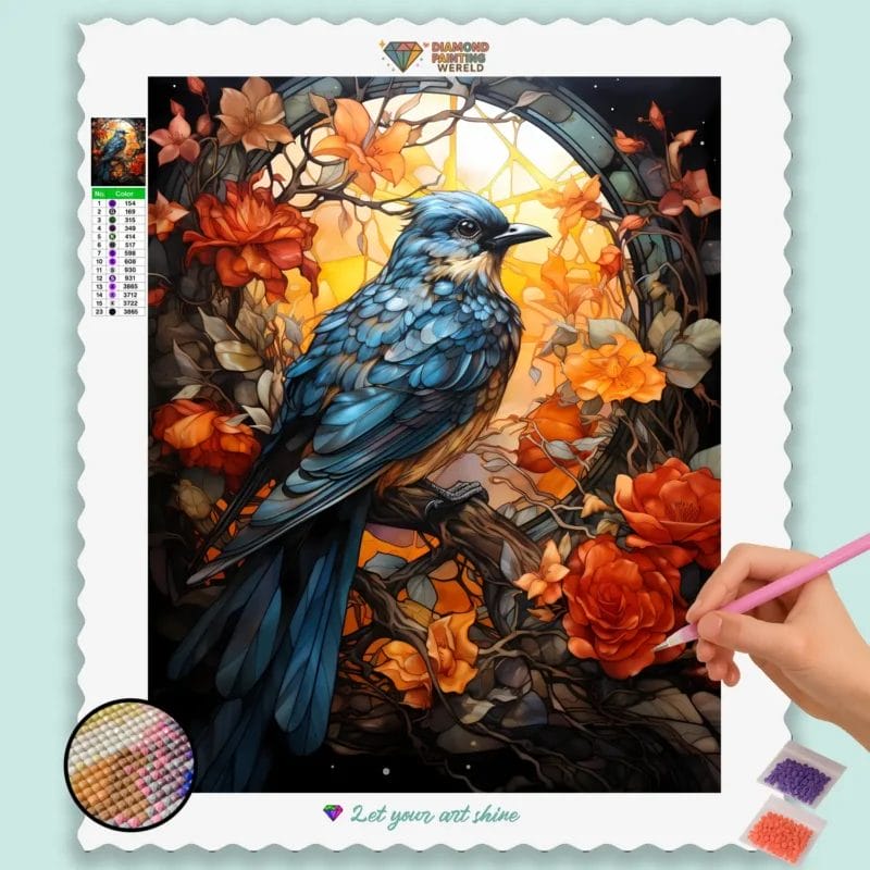 Colorful Bird Stained Glass