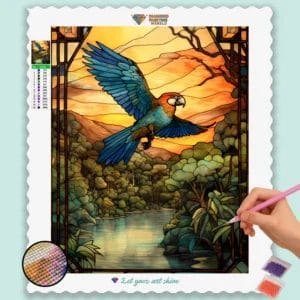 Beautiful Parrot Stained Glass