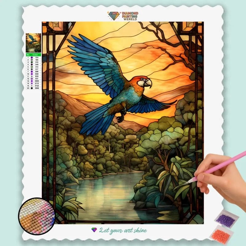 Beautiful Parrot Stained Glass