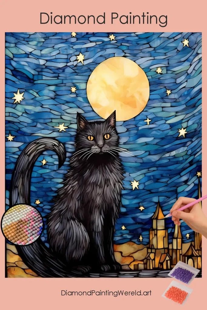 Black Cat and Moon
