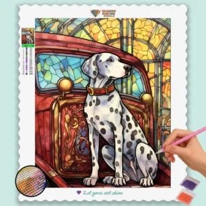Dalmatiër Hond in Glas-in-lood Stijl