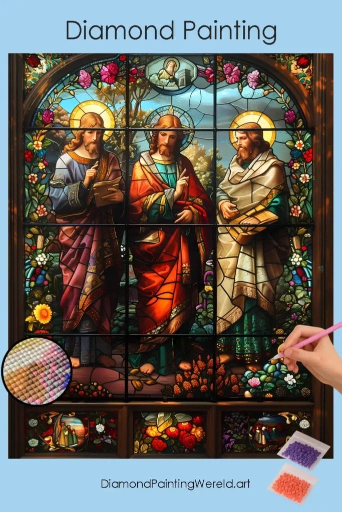 Jezus in Glas-in-lood Stijl 1 Diamond Painting Wereld Jesus Stained Glass