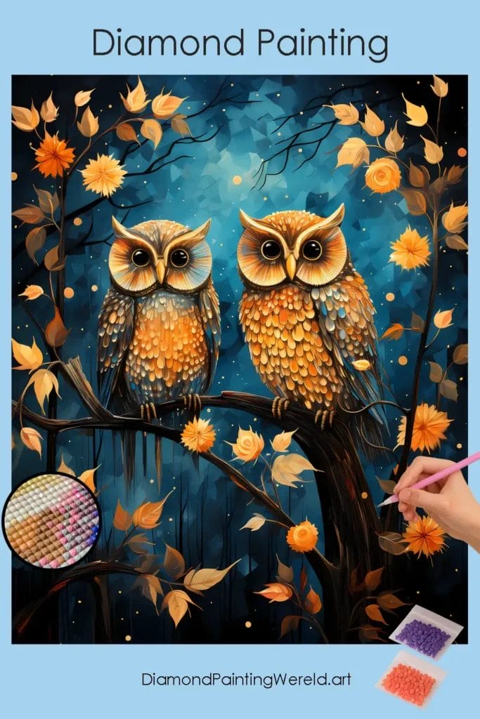 Owls in Starry Fall Night