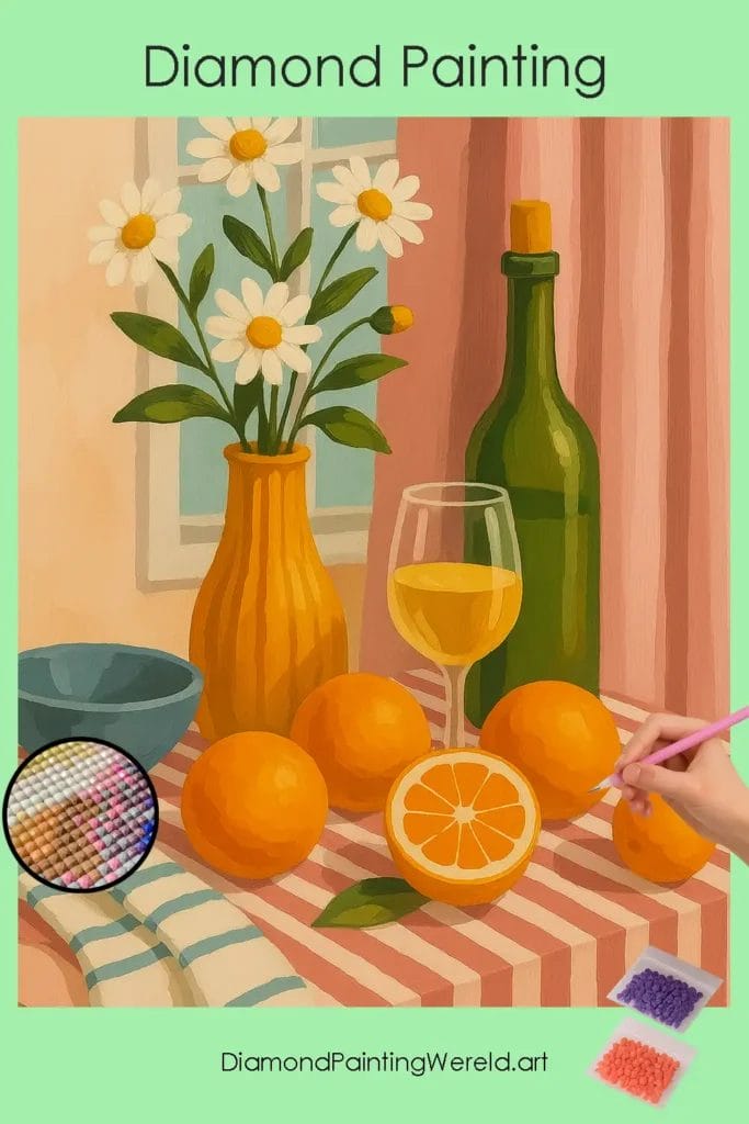 Stilleven met Sinaasappels en Madeliefjes 1 Diamond Painting Wereld Still_Life_with_Oranges_and_Daisies