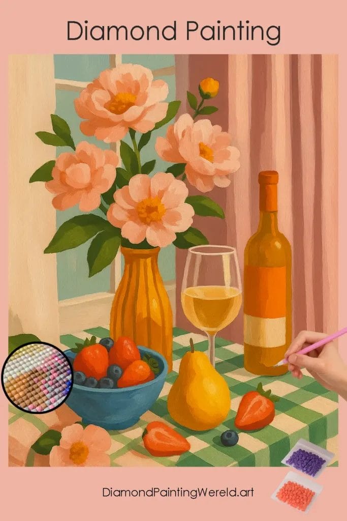 Stilleven met Pioenrozen en Fruit 1 Diamond Painting Wereld Still_Life_with_Peonies_and_Fruit