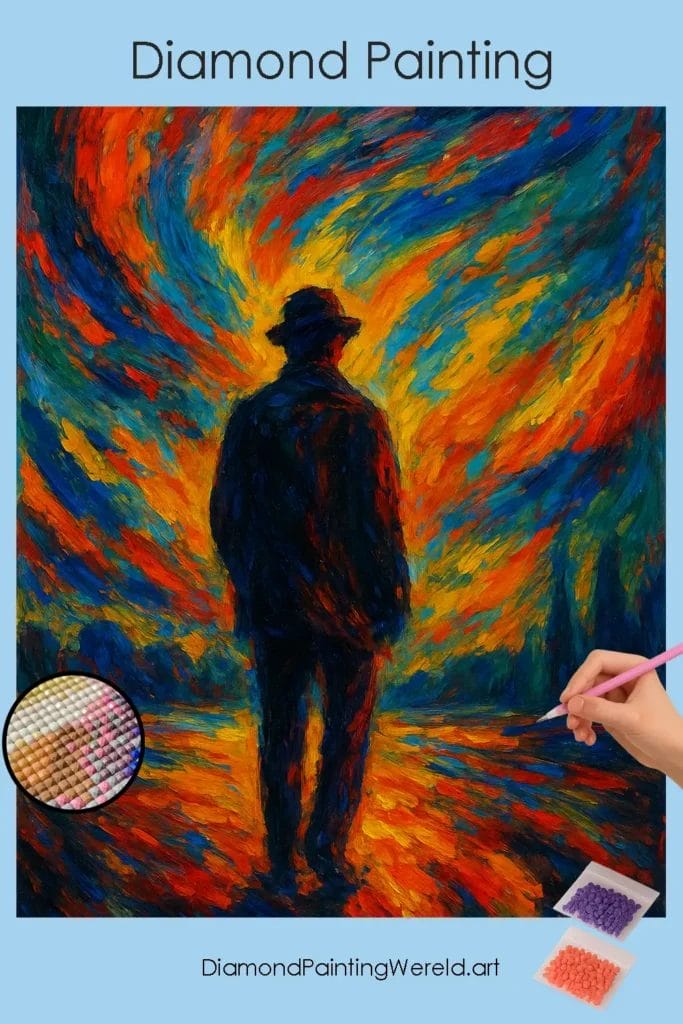 Wervelende Kleuren en Solitaire Figuur 1 Diamond Painting Wereld Swirling_Colors_and_Solitary_Figure