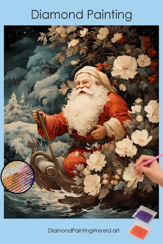 Kerstman op Tropische Kerst 1 Diamond Painting Wereld Santa at Tropical Christmas