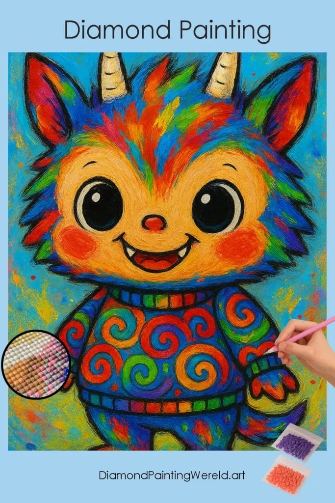Speelse Kleurrijke Labubu Pop 1 Diamond Painting Wereld Whimsical_Colorful_Labubu Doll