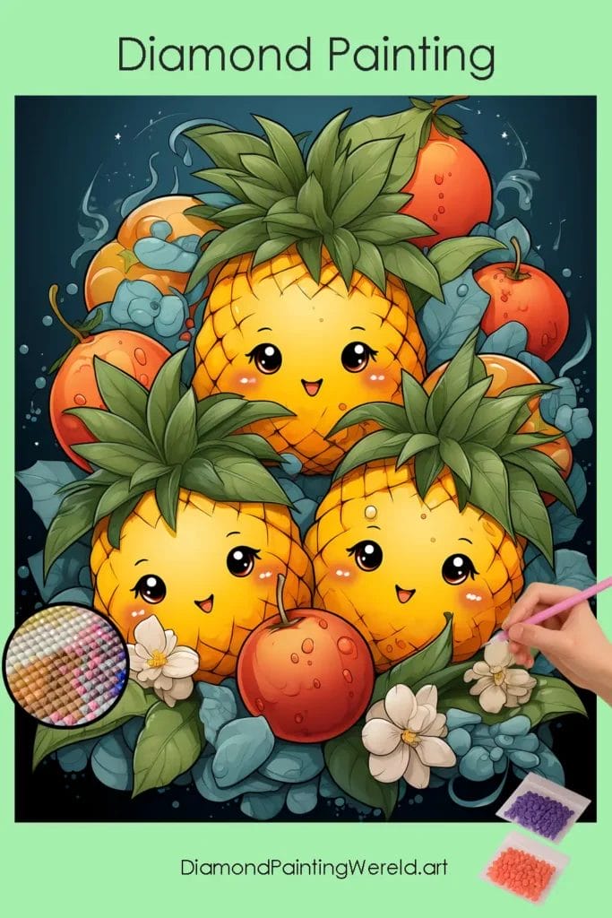 Vrolijke Kawaii Vruchten 1 Diamond Painting Wereld Happy Fruits Kawaii