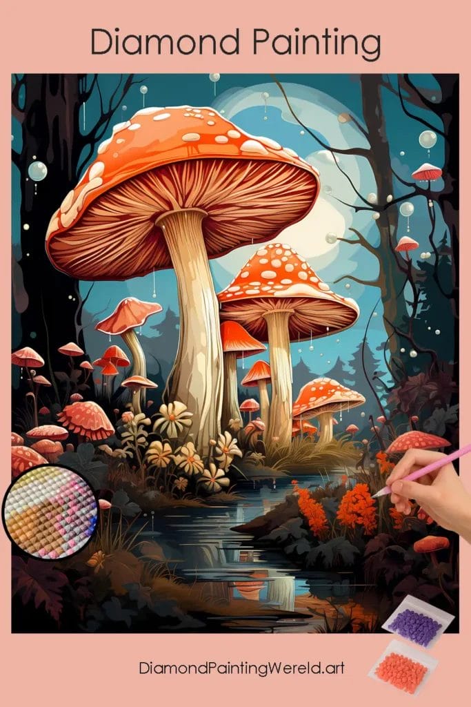 Betoverende Magische Paddestoelen 1 Diamond Painting Wereld Beautiful Magic Mushrooms