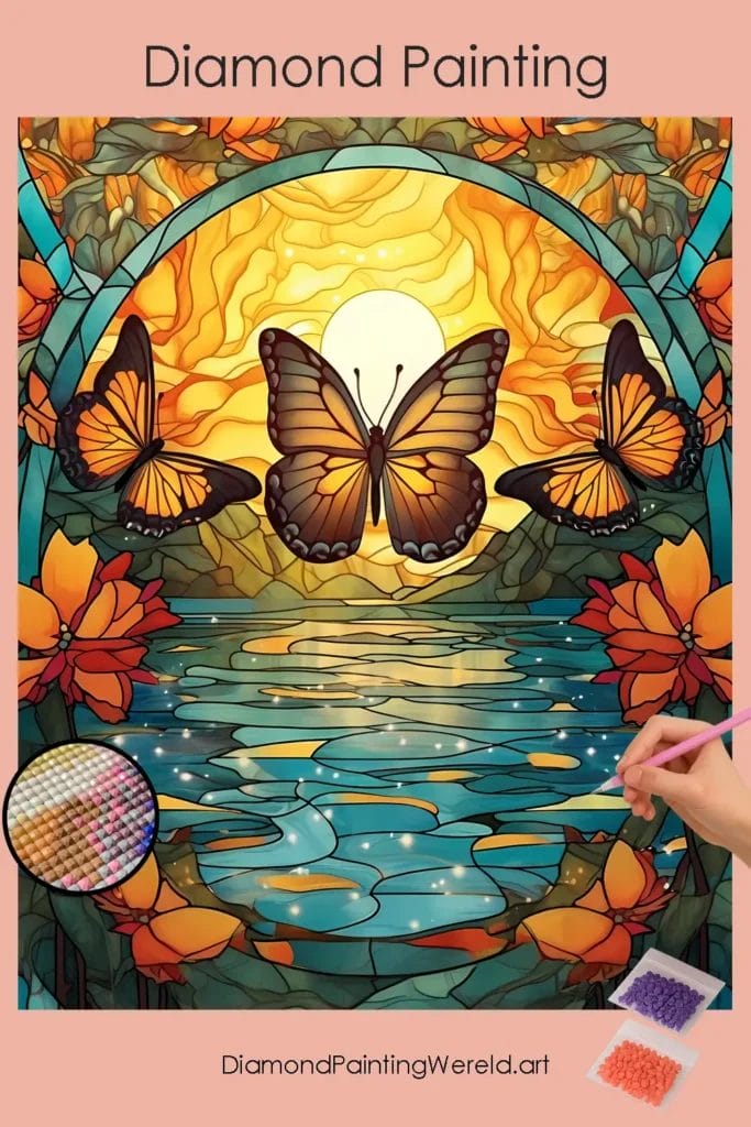 Glas-in-lood Vlinders 1 Diamond Painting Wereld Butterflies Stained Glass