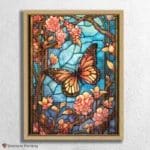 Butterfly and Flowers Stained Glass