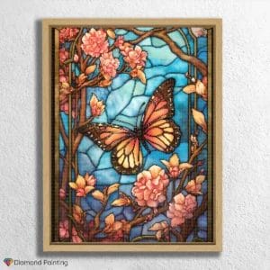 Butterfly and Flowers Stained Glass