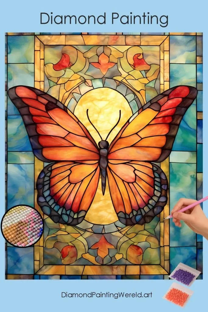 Prachtige Vlinder in Glas-in-lood Stijl 1 Diamond Painting Wereld Amazing Butterfly Stained Glass
