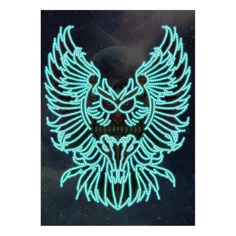 Lichtgevende Uil Diamond Painting 'Nachtwacht' 1 Diamond Painting Wereld 17029 Paint by numbers Diamond Painting webp DIY diamond Painting Wereld