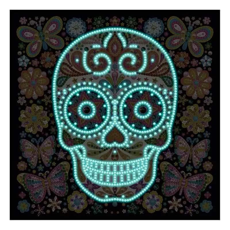 Neon Schedel - Glow-in-the-dark Diamond Painting 1 Diamond Painting Wereld 33002 Paint by numbers Diamond Painting webp DIY diamond Painting Wereld