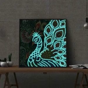 Lichtgevende Diamond Painting: Juweel van de Nacht Pauw