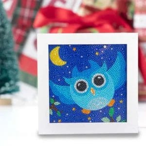 Blauwe Vliegende Nachtuil - Diamond Painting voor Kinderen