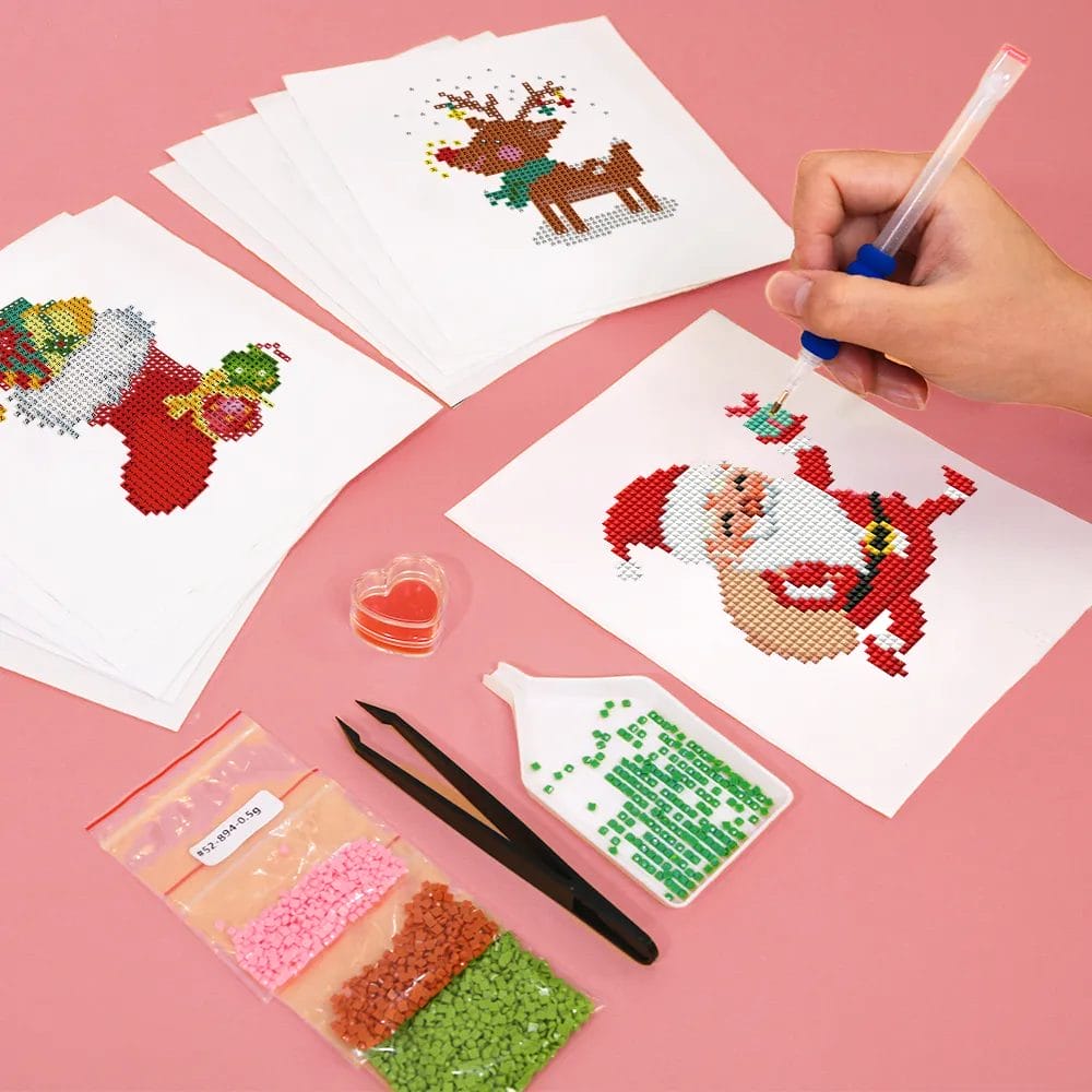 Vrolijk Kerstfeest - Mini Diamond Painting (Set van 12) 1 Diamond Painting Wereld 84981 Paint by numbers Diamond Painting webp DIY diamond Painting Wereld