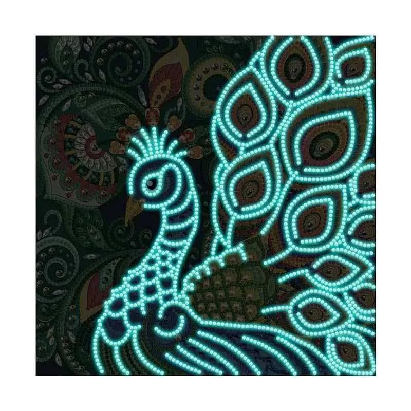 Lichtgevende Diamond Painting: Juweel van de Nacht Pauw 1 Diamond Painting Wereld 89539 Paint by numbers Diamond Painting webp DIY diamond Painting Wereld