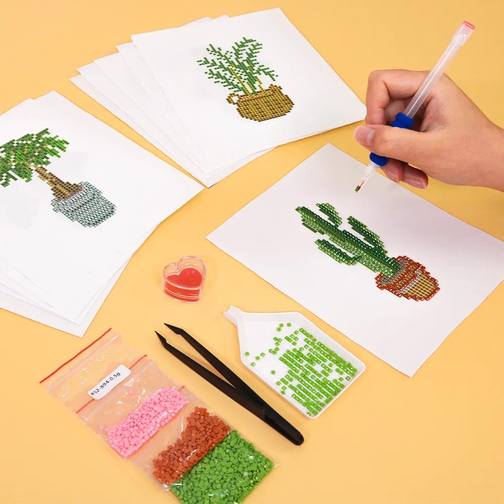 Jungle Fever Collectie - Mini Diamond Painting (12-delige Set) 1 Diamond Painting Wereld Exotic Plants - 12pcs