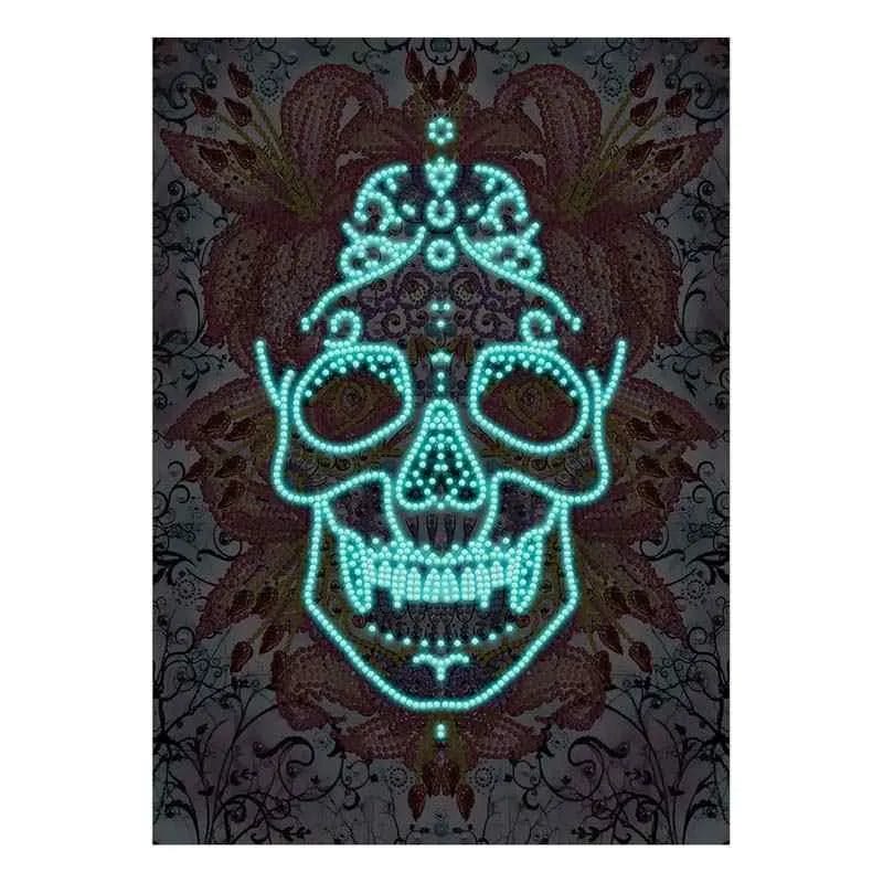 Fantoomschedel - Glow-in-the-Dark Diamond Painting 1 Diamond Painting Wereld 96929 Paint by numbers Diamond Painting webp DIY diamond Painting Wereld